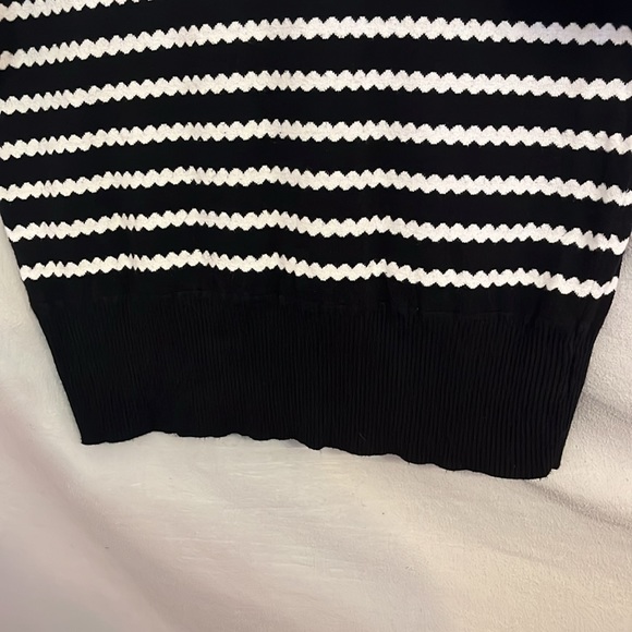 Worthington Black and White Wavy/Squiggly Stripe Batwing Sweater in 2X - Picture 8 of 11